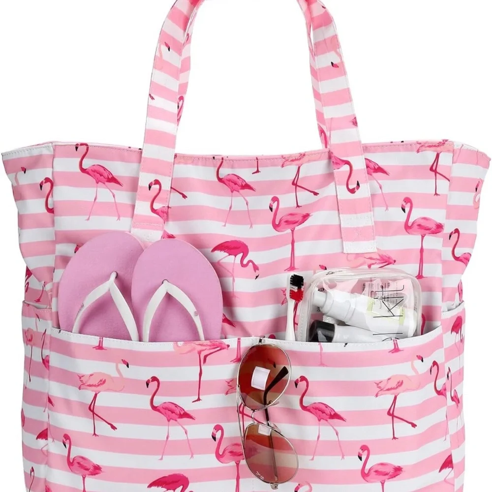 Large Flamingo Beach Tote - Picture 2 of 9